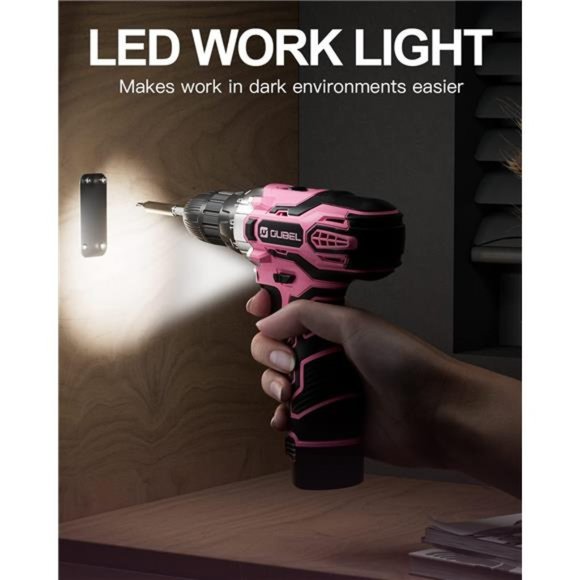 Drill Set,12V Cordless Drill Pink with 42 Acessories, Pink Power Drill Cordless - Picture 2 of 6